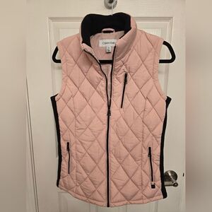 Calvin Klein Pink Quilted Vest with Stand-Up Collar Size M